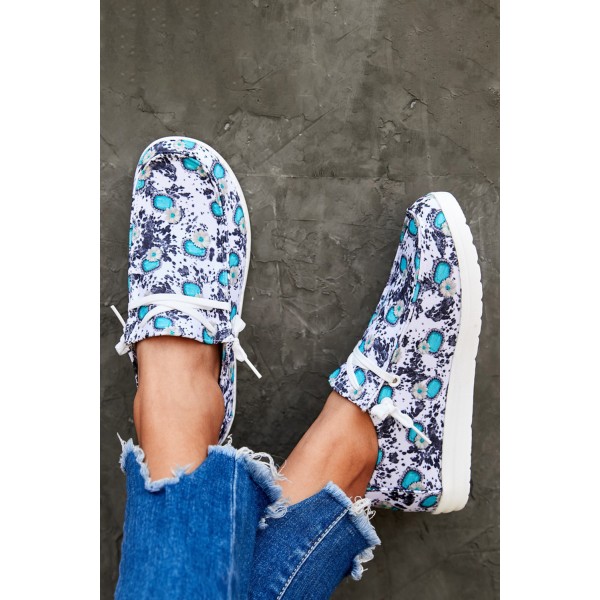 Blue Sunflower Slip On Shoes
