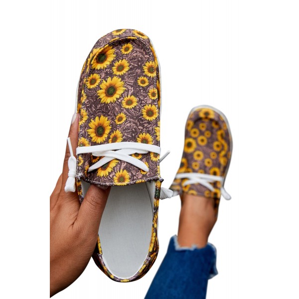 Coffee Sunflower Slip On Shoes