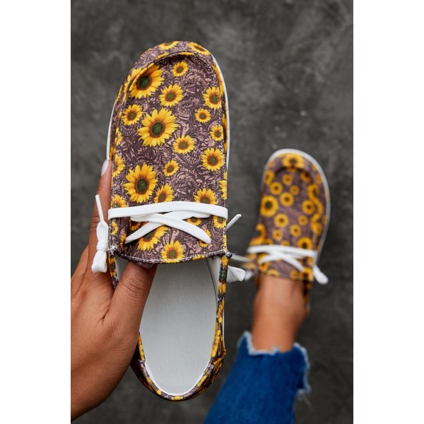 Coffee Sunflower Slip On Shoes