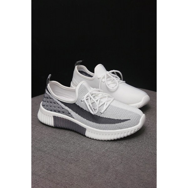 Gray Colorblock Lace up Hollow-out Mesh Sneakers
