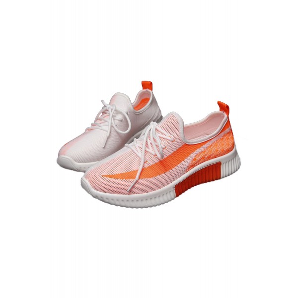 Orange Colorblock Lace up Hollow-out Mesh Sneakers