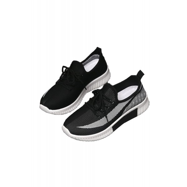 Black Colorblock Lace up Hollow-out Mesh Sneakers