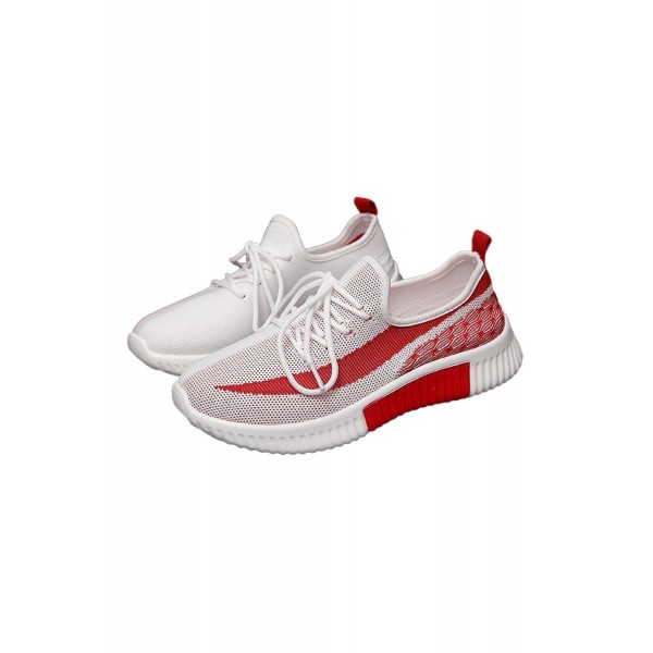 Red Colorblock Lace up Hollow-out Mesh Sneakers