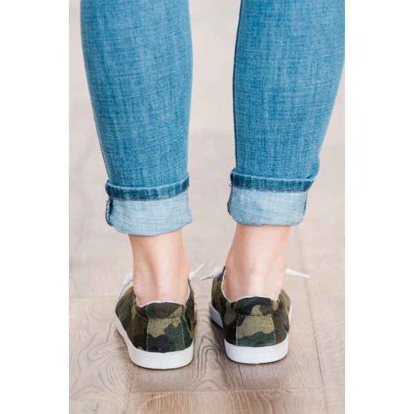 Green Camo Slip On Sneakers