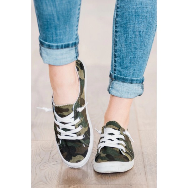 Green Camo Slip On Sneakers