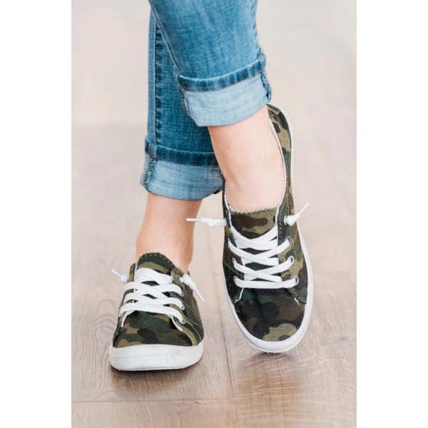 Green Camo Slip On Sneakers