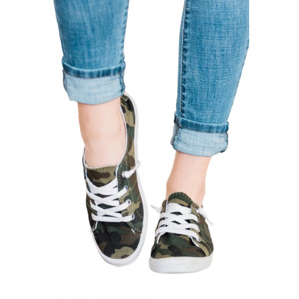 Green Camo Slip On Sneakers