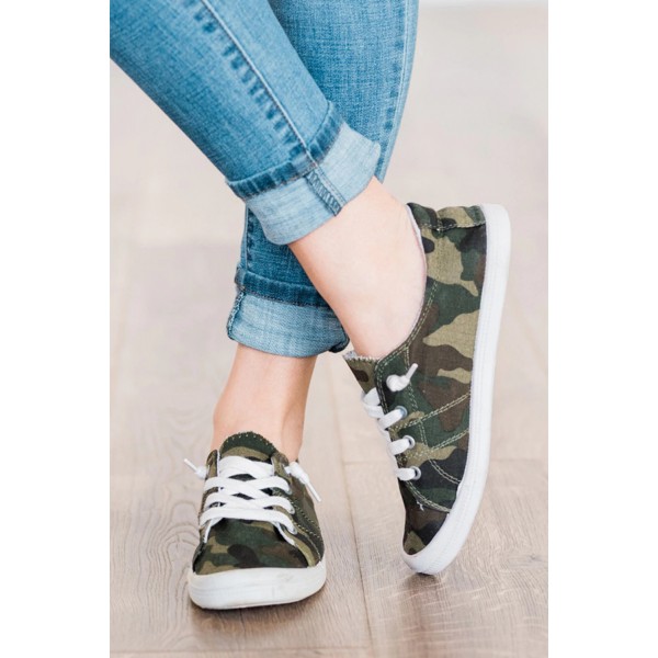 Green Camo Slip On Sneakers