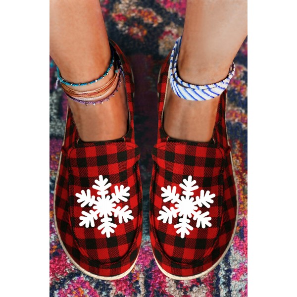 Red Buffalo Plaid Slip-on Flat Sneakers