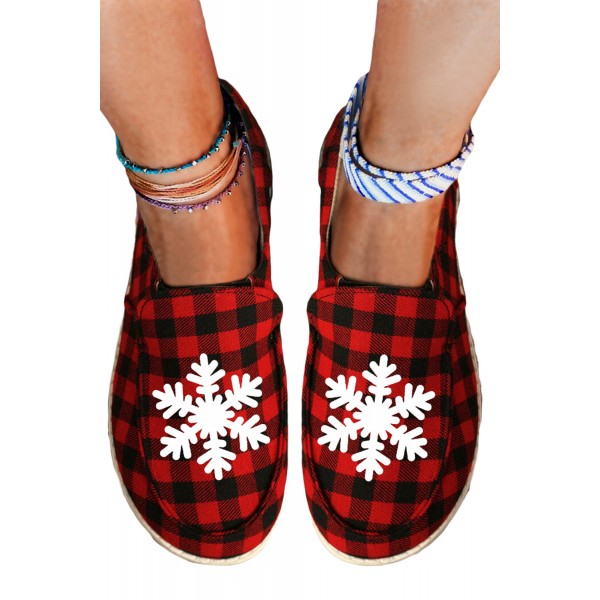 Red Buffalo Plaid Slip-on Flat Sneakers