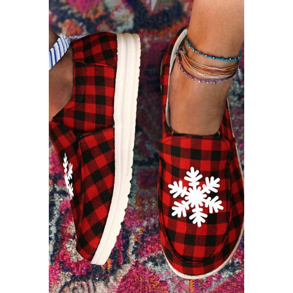 Red Buffalo Plaid Slip-on Flat Sneakers