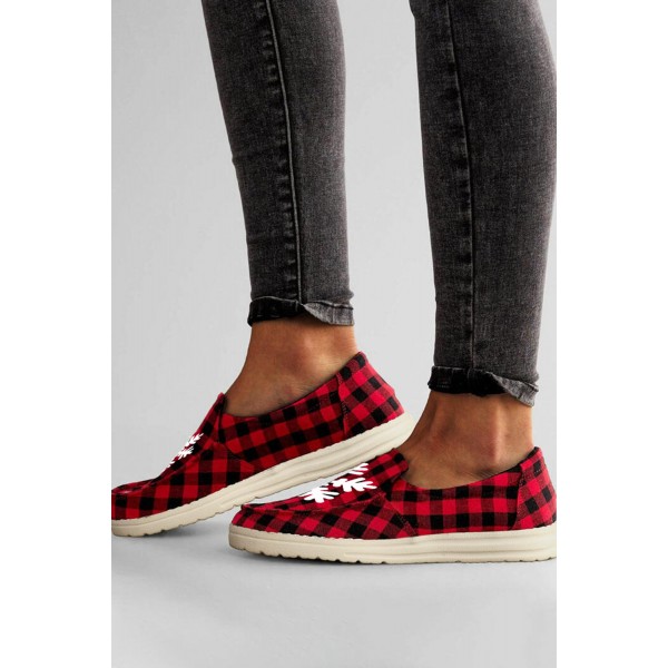 Red Buffalo Plaid Slip-on Flat Sneakers