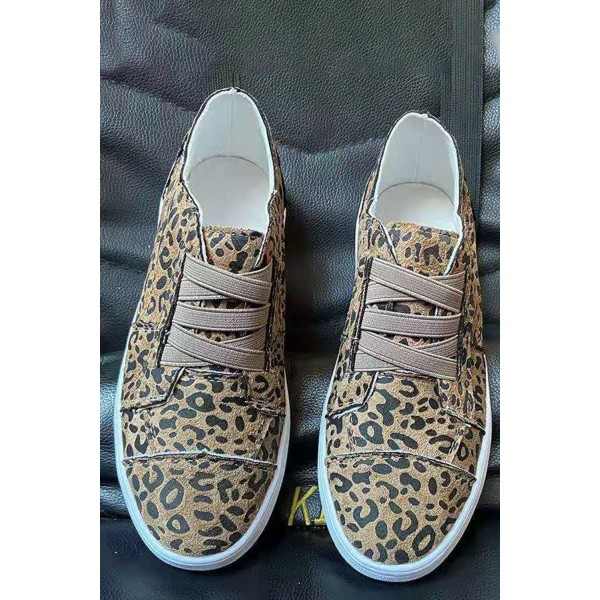 Brown Leopard Print Slip On Flat Sneaker