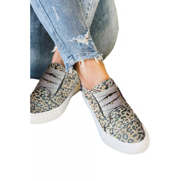 Brown Leopard Print Slip On Flat Sneaker
