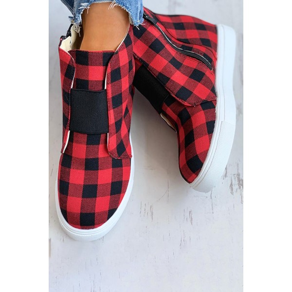 Plaid Colorblock Zip Hidden Sneaker
