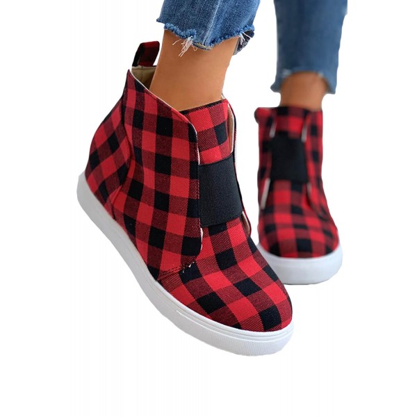 Plaid Colorblock Zip Hidden Sneaker