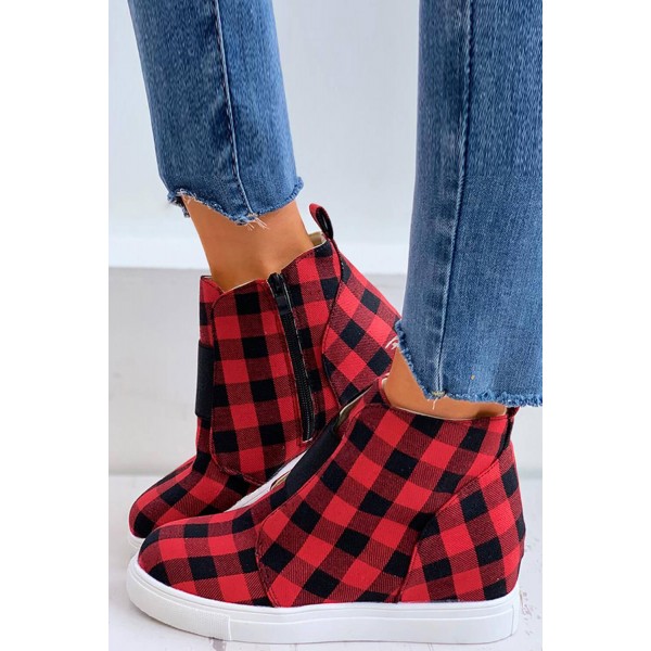 Plaid Colorblock Zip Hidden Sneaker