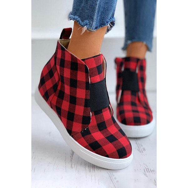 Plaid Colorblock Zip Hidden Sneaker