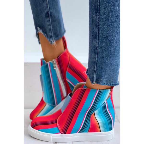 Striped Colorblock Zip Hidden Sneaker