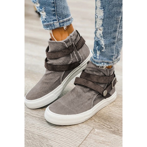 Khaki Hipster High-top Canvas Sneakers