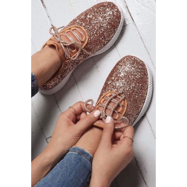 Pink Mesh Glitter Glam Sneakers