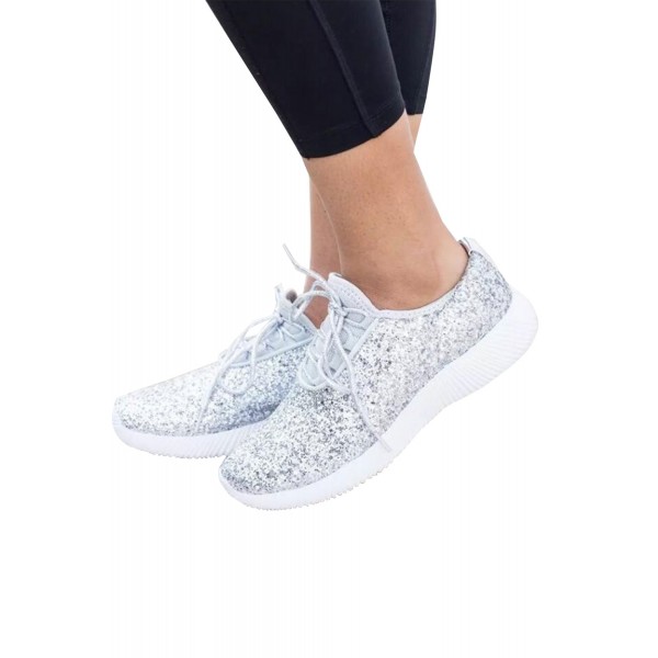 Silvery Mesh Glitter Glam Sneakers