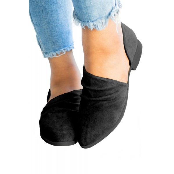 Black Fashion Pointed Toe Suede Flats