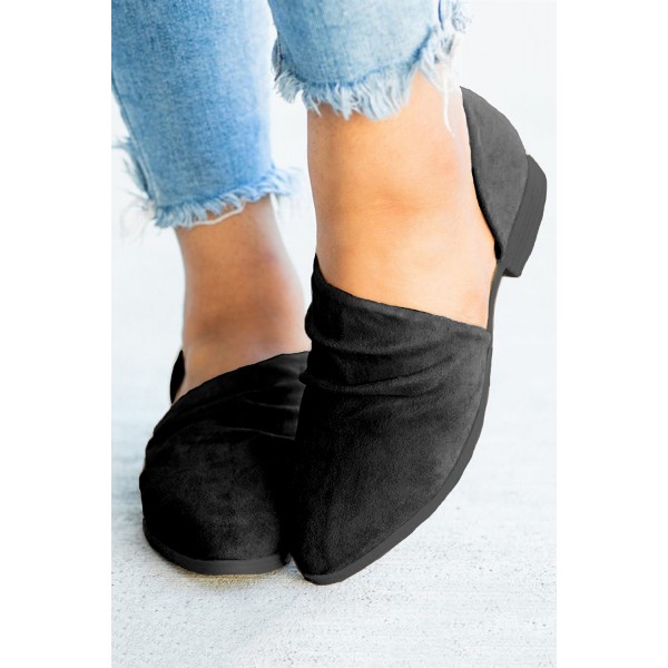 Black Fashion Pointed Toe Suede Flats
