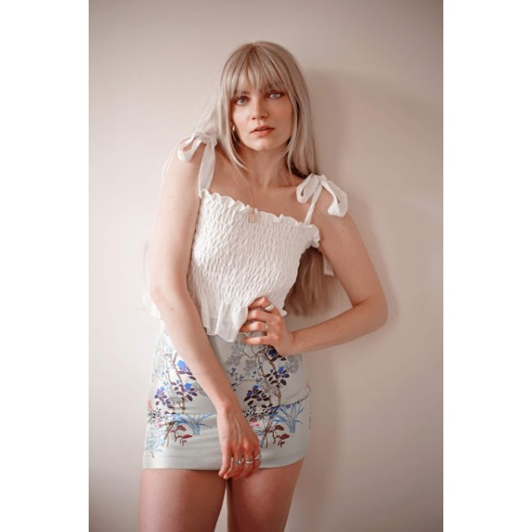 White Frill Tie Shoulder Strap Vest