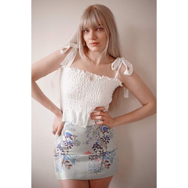 White Frill Tie Shoulder Strap Vest