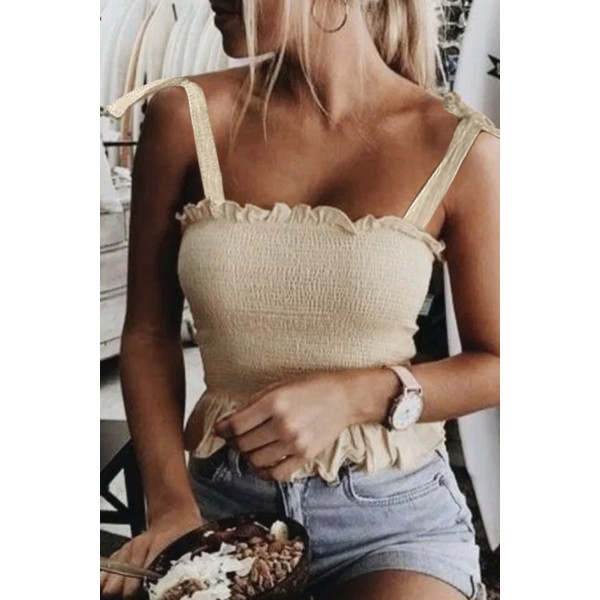 Yellow Frill Tie Shoulder Strap Vest