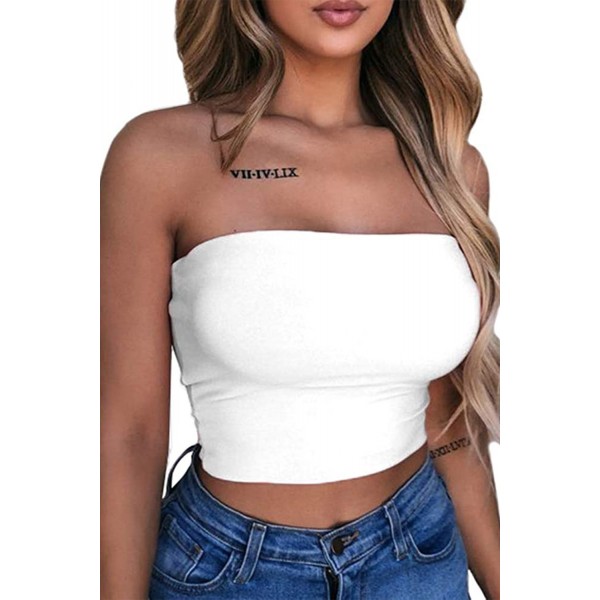 White Strapless Tube Crop Top