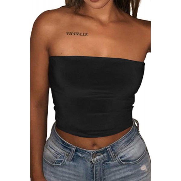 Black Strapless Tube Crop Top
