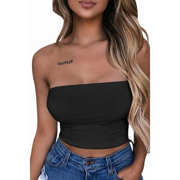 Black Strapless Tube Crop Top