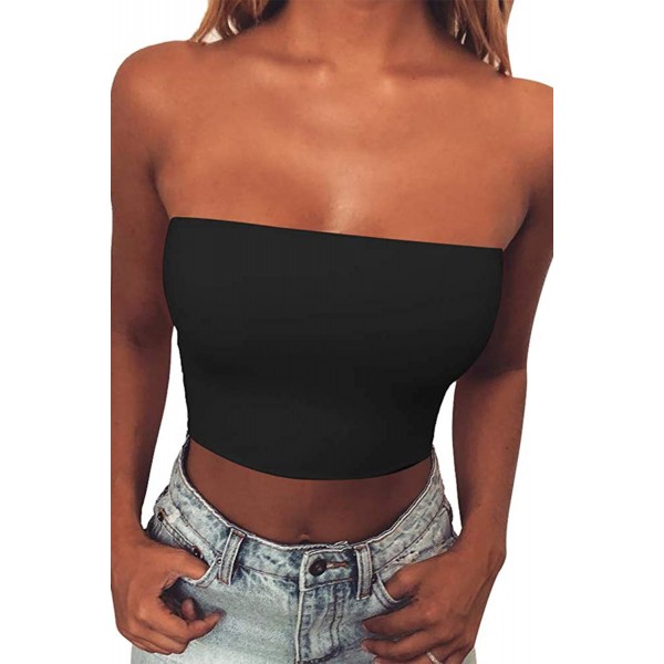Black Strapless Tube Crop Top