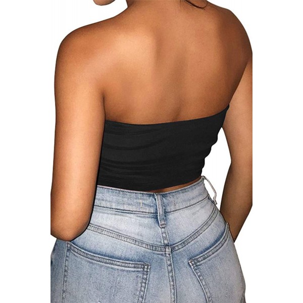 Black Strapless Tube Crop Top