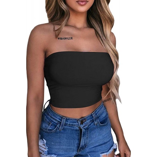 Black Strapless Tube Crop Top