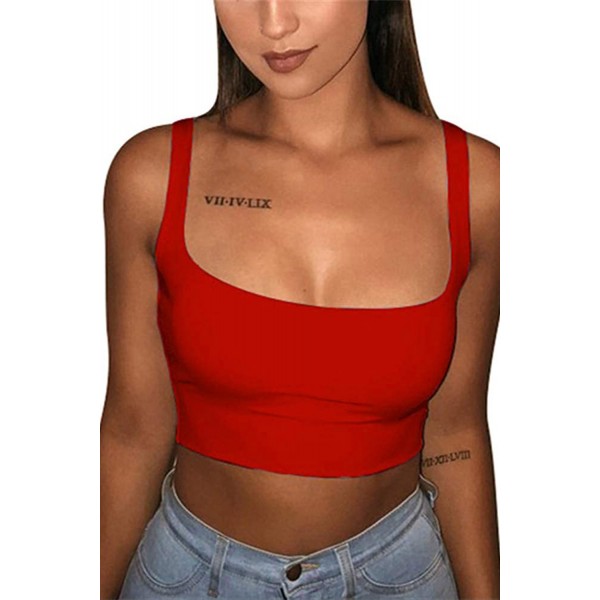 Red Square Neck Crop Tank