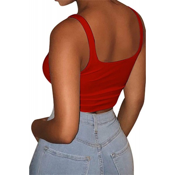 Red Square Neck Crop Tank