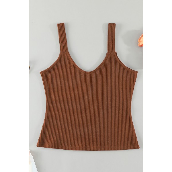 Ribbed Knit Sleeveless Crop Top