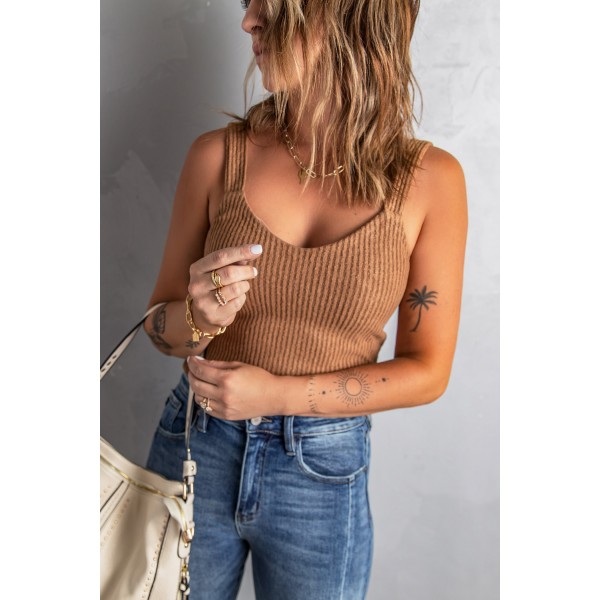 Ribbed Knit Sleeveless Crop Top