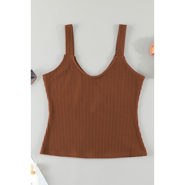 Ribbed Knit Sleeveless Crop Top