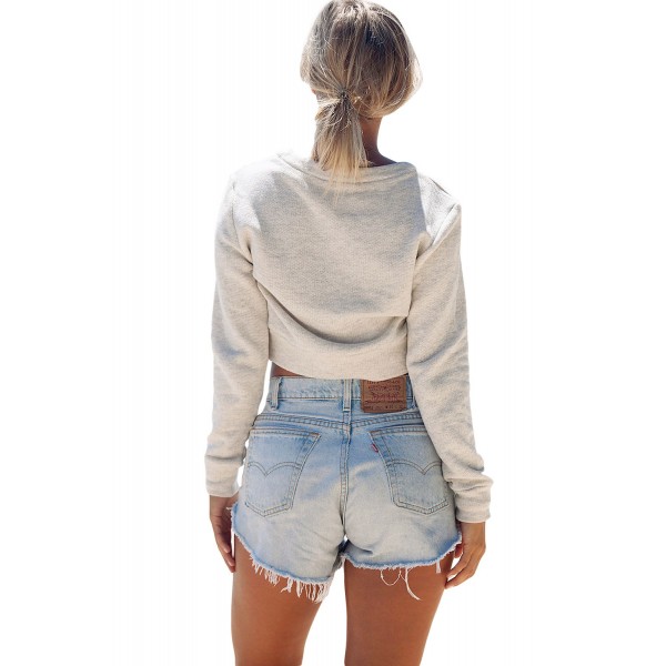 Light Grey Criss Cross Cropped Sweater