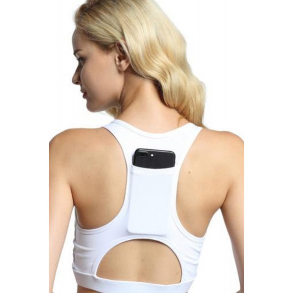 White Back Pocket Sport Bra