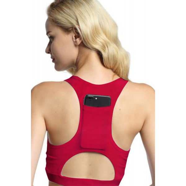Red Back Pocket Sport Bra