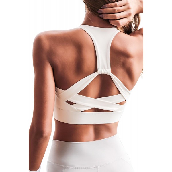White Athletic Push Up Sports Bra