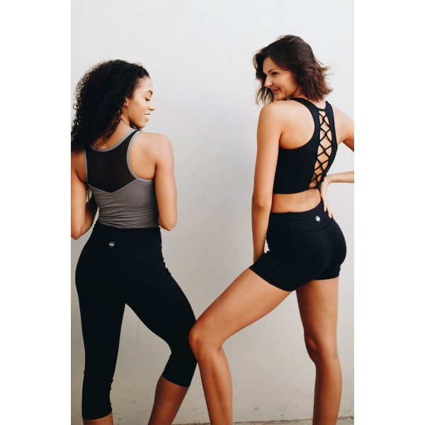 Black Lace Up Crop Top
