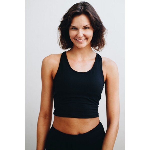 Black Lace Up Crop Top