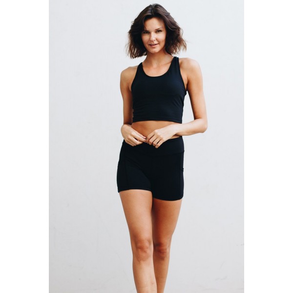 Black Lace Up Crop Top