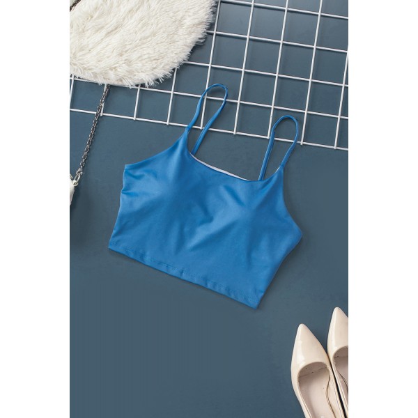 Blue Wireless Seamless Sport Yoga Bra Crop Tank